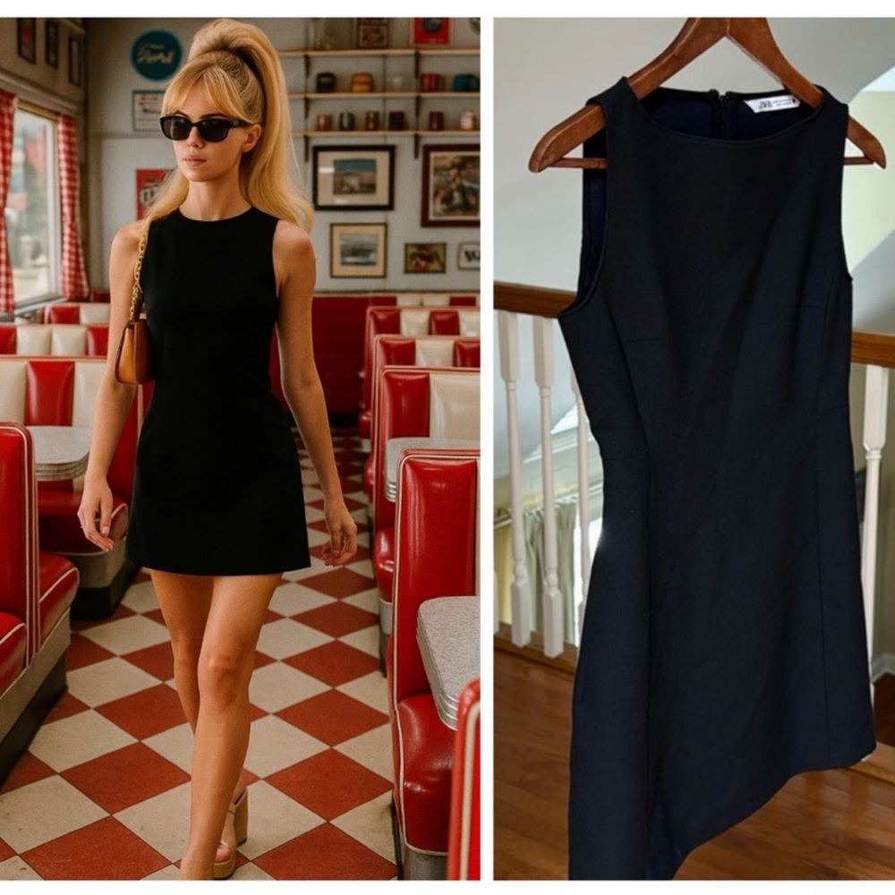 Zara Black Sleeveless A-Line Mini Dress